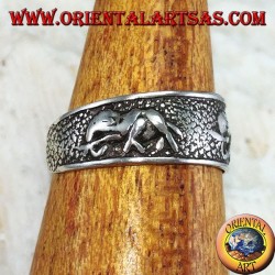 Anillo de plata para pies o para falanges con elefantes cincelados