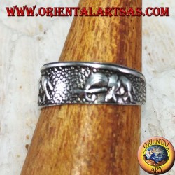 Bague en argent pour les pieds ou pour les phalanges avec des éléphants ciselés
