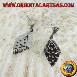 Pendientes de plata con nueve granates y marcasitas