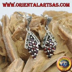Pendientes de plata con nueve granates y marcasitas