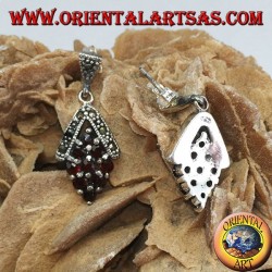 Pendientes de plata con nueve granates y marcasitas