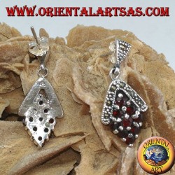 Pendientes de plata con nueve granates y marcasitas