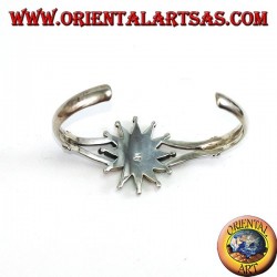 Starres Silberarmband, 12-zackiger Stern mit Koralle und Türkis