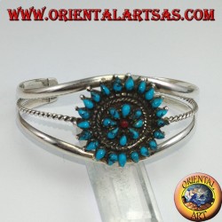 Starre Silberarmband, Träne Türkis Blume