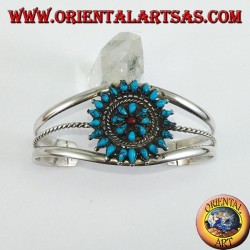 Starre Silberarmband, Träne Türkis Blume