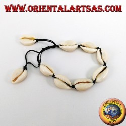 Pulsera - tobillera de concha cauri y nudo corredizo con concha (7 + 2)