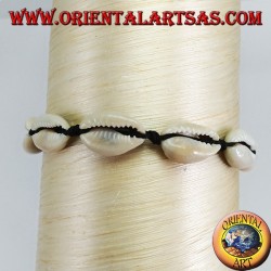 Fußkettchen und Armband mit Kauri-Cauri-Schalen, verstellbar mit Rasta-Kugeln