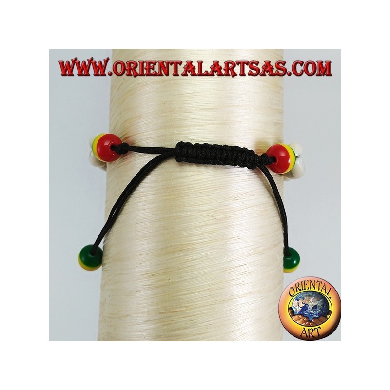 Anklet and bracelet double use of cowrie cauri shells, adjustable with rasta balls