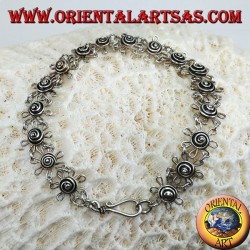 Bracelet with handmade daisies in 925 silver
