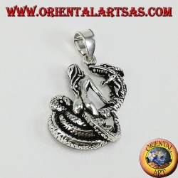 Silber Anhänger Frau Dompteur des Drachen (groß)