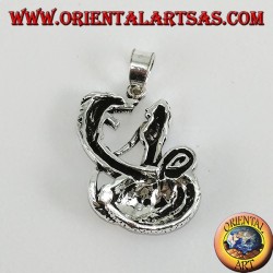 Pendentif en argent femme dompteur du dragon (grand)