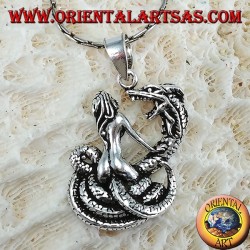 Silver pendant woman tamer of the dragon (large)