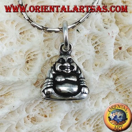Ciondolo in argento Buddha dell'abbondanza bifacciale piccolo