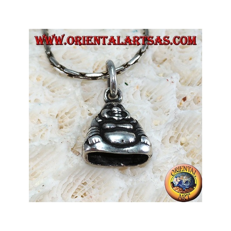 Ciondolo in argento Buddha dell'abbondanza bifacciale piccolo