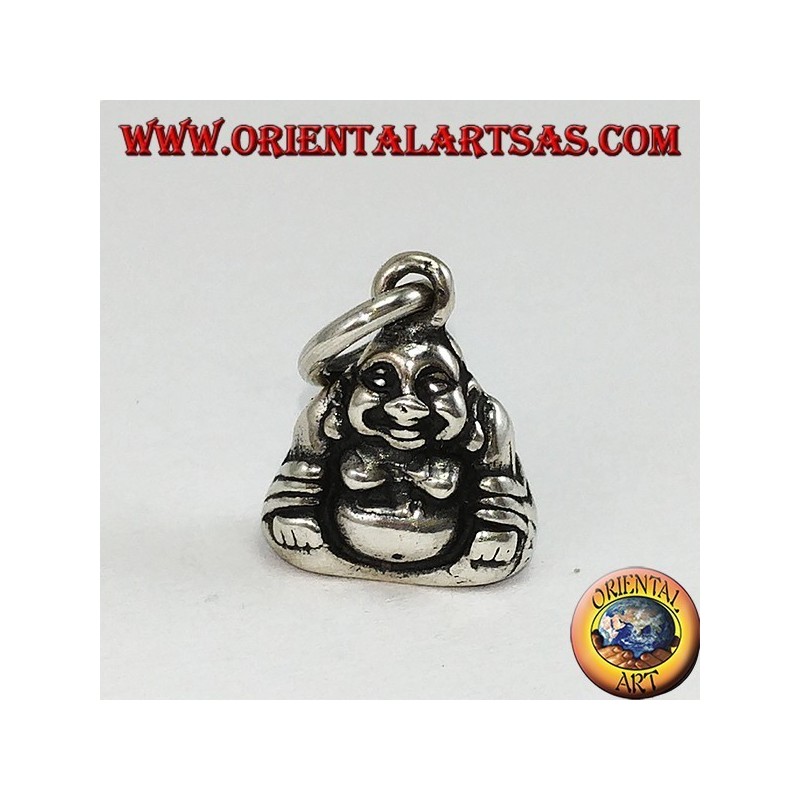 Ciondolo in argento Buddha dell'abbondanza bifacciale piccolo