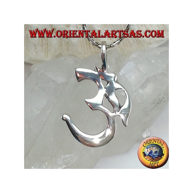 Ciondolo  OM Oṁ Óm E Aum Sillaba Sacra in argento (semplice medio )