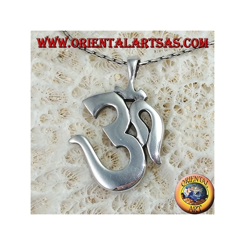 Silver pendant Oṁ Óm E Aum Sillaba (simple big)