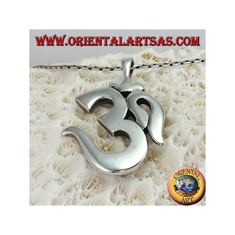 Pendentif en argent Oṁ Óm E Aum Sillaba (simple grand)