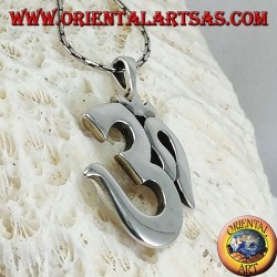 Silver pendant Oṁ Óm E Aum Sillaba (simple big)