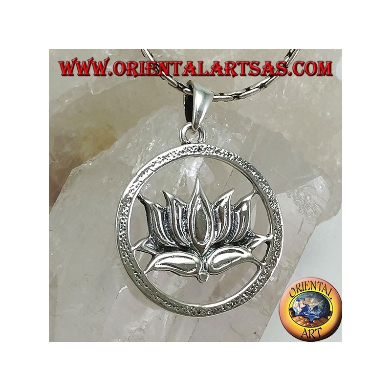 Silber Anhänger Lotus-Blume in den Kreis
