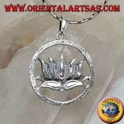 Colgante de plata Flor de loto en el círculo