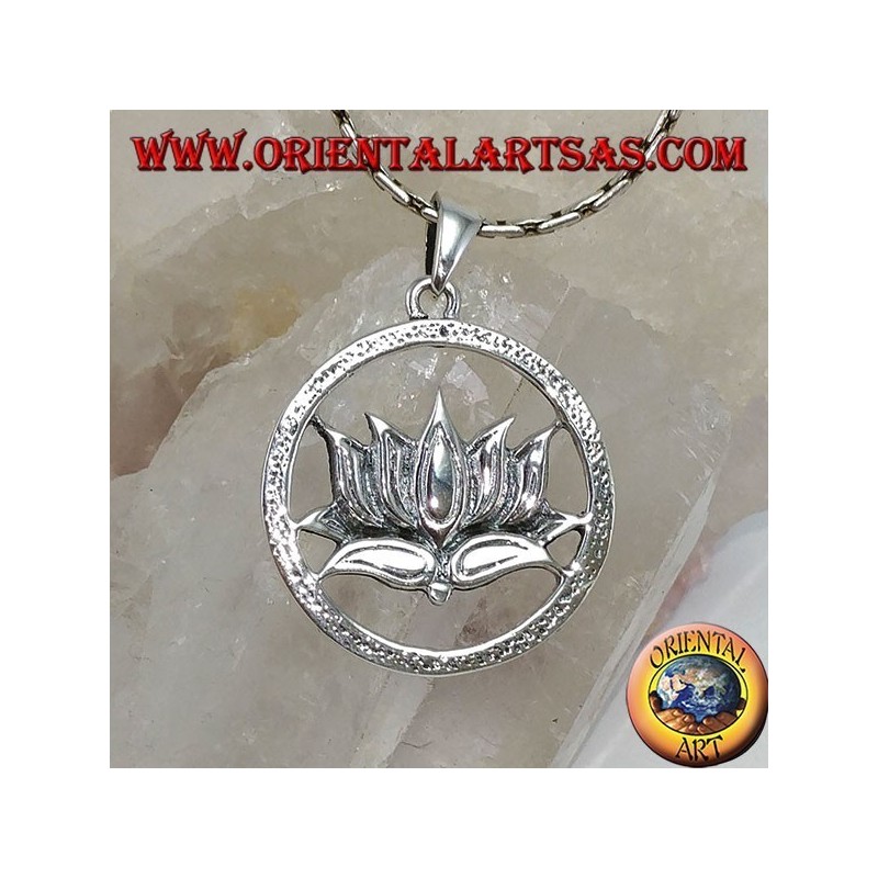 Silber Anhänger Lotus-Blume in den Kreis