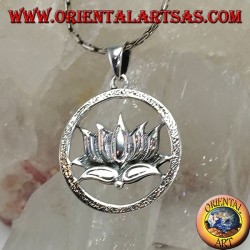 Pendentif argent fleur de Lotus dans le cercle