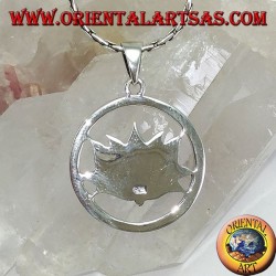 Colgante de plata Flor de loto en el círculo