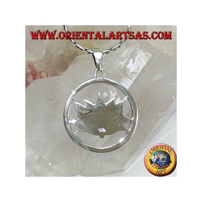 Pendentif argent fleur de Lotus dans le cercle