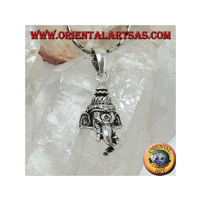 Pendentif tête de Ganesh en argent avec om gravé sur le front