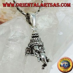 Silver pendant, Ganesh's head with om engraved on the forehead