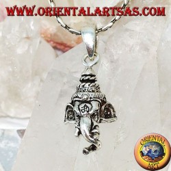 Silver pendant, Ganesh's head with om engraved on the forehead
