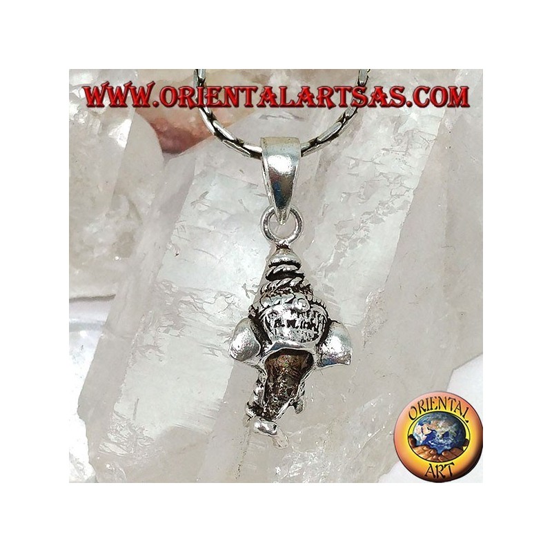 Colgante de plata con cabeza de Ganesh y grabado en la frente