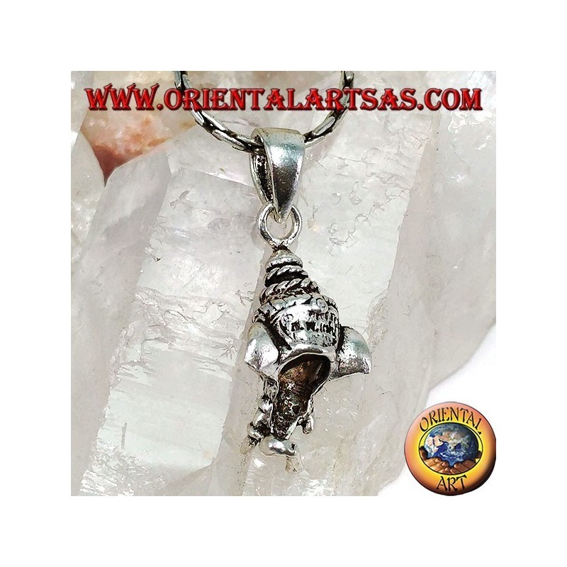 Ciondolo in argento testa di Ganesh con om inciso sulla fronte