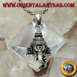 Silver pendant, Ganesh's head with om engraved on the forehead