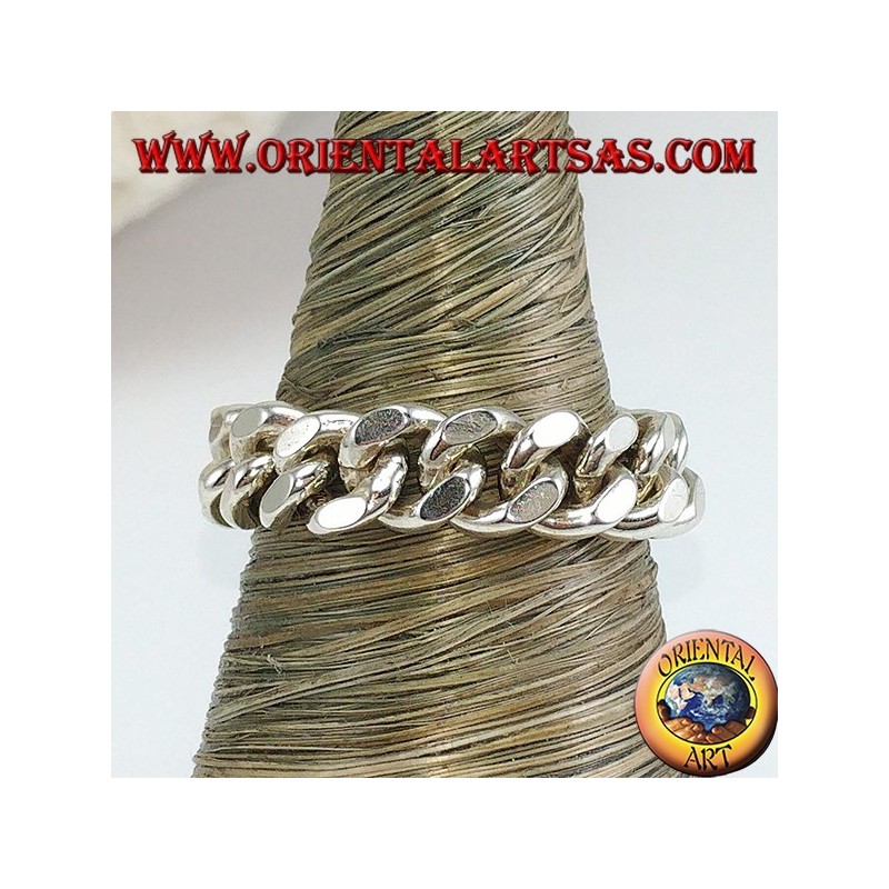 Bague en argent avec chaîne mobile