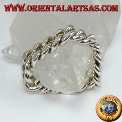 Silver ring with movable chain