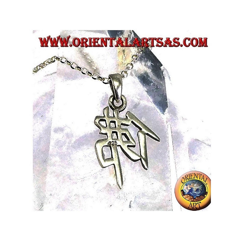 Pendentif en argent, idéogramme chinois Bouddha