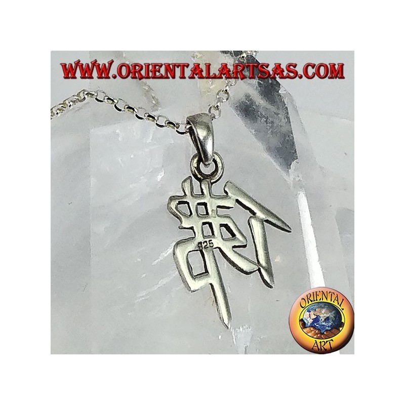 Pendentif en argent, idéogramme chinois Bouddha