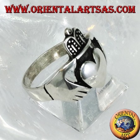 Anello in argento Claddagh simbolo celtico di Amore Lealtà ed Amicizia (grande )