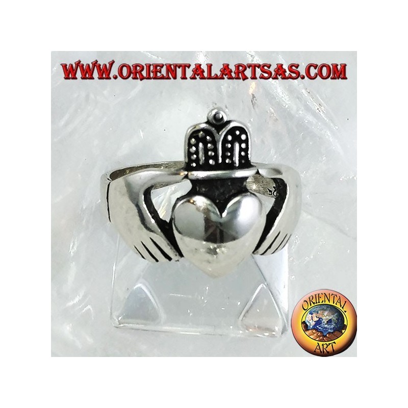 Bague en argent de Claddagh Symbole celtique de la fidélité à l'amour et de l'amitié (grande)