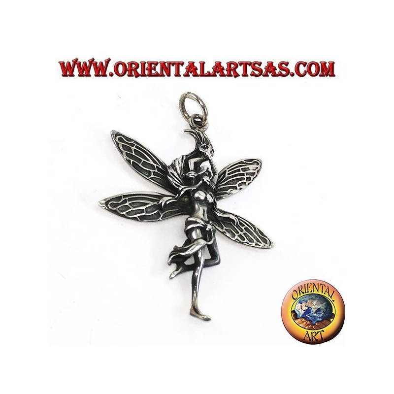 Silver fairy pendant (young beautiful woman)