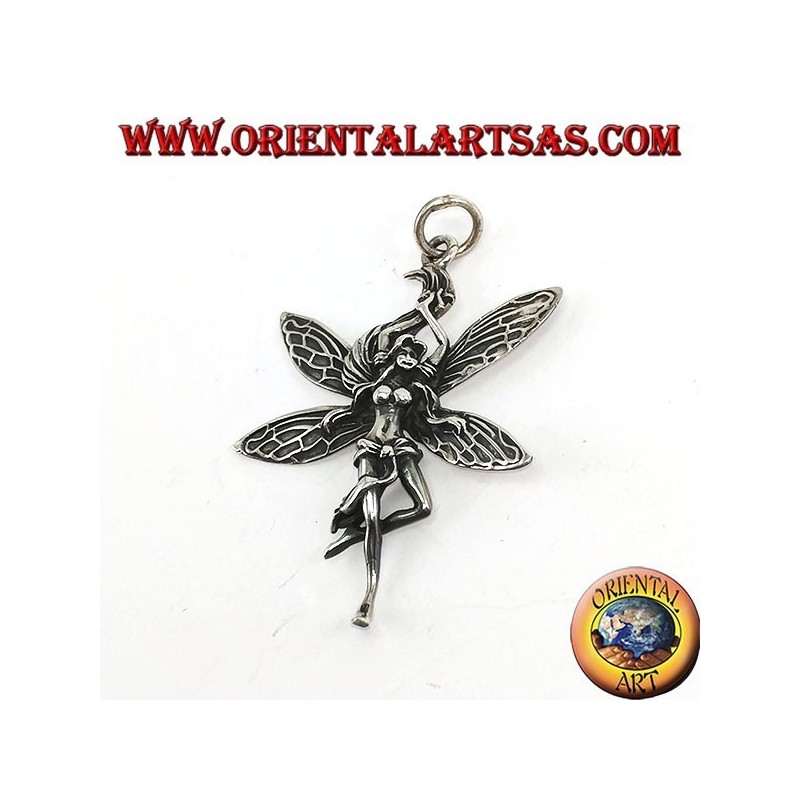 Pendentif fée argent (belle jeune femme)
