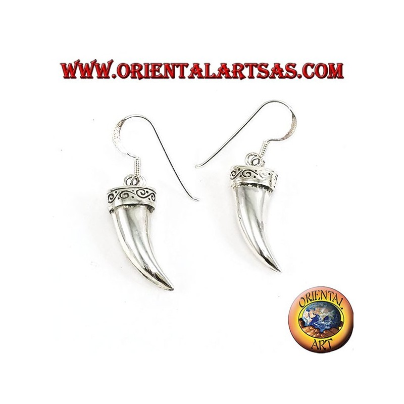 Silver elephant tusk earrings