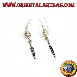 Karen silver earrings with feather