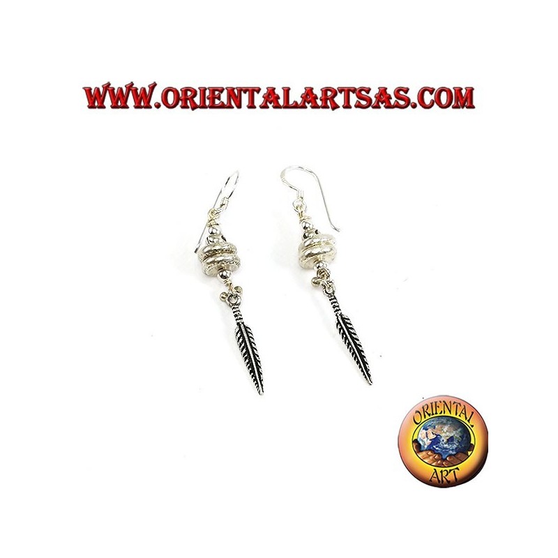 Karen silver earrings with feather