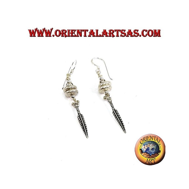 Karen silver earrings with feather