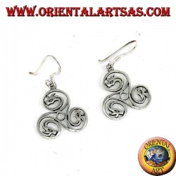 Pendientes de plata triskell celta con cabezas de dragón