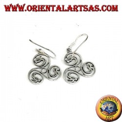 Boucles d'oreilles en argent avec triskell celtique et têtes de dragon
