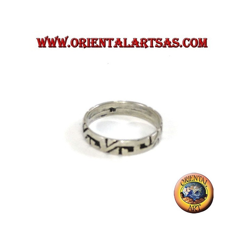 Silver ring with Aztec workmanship